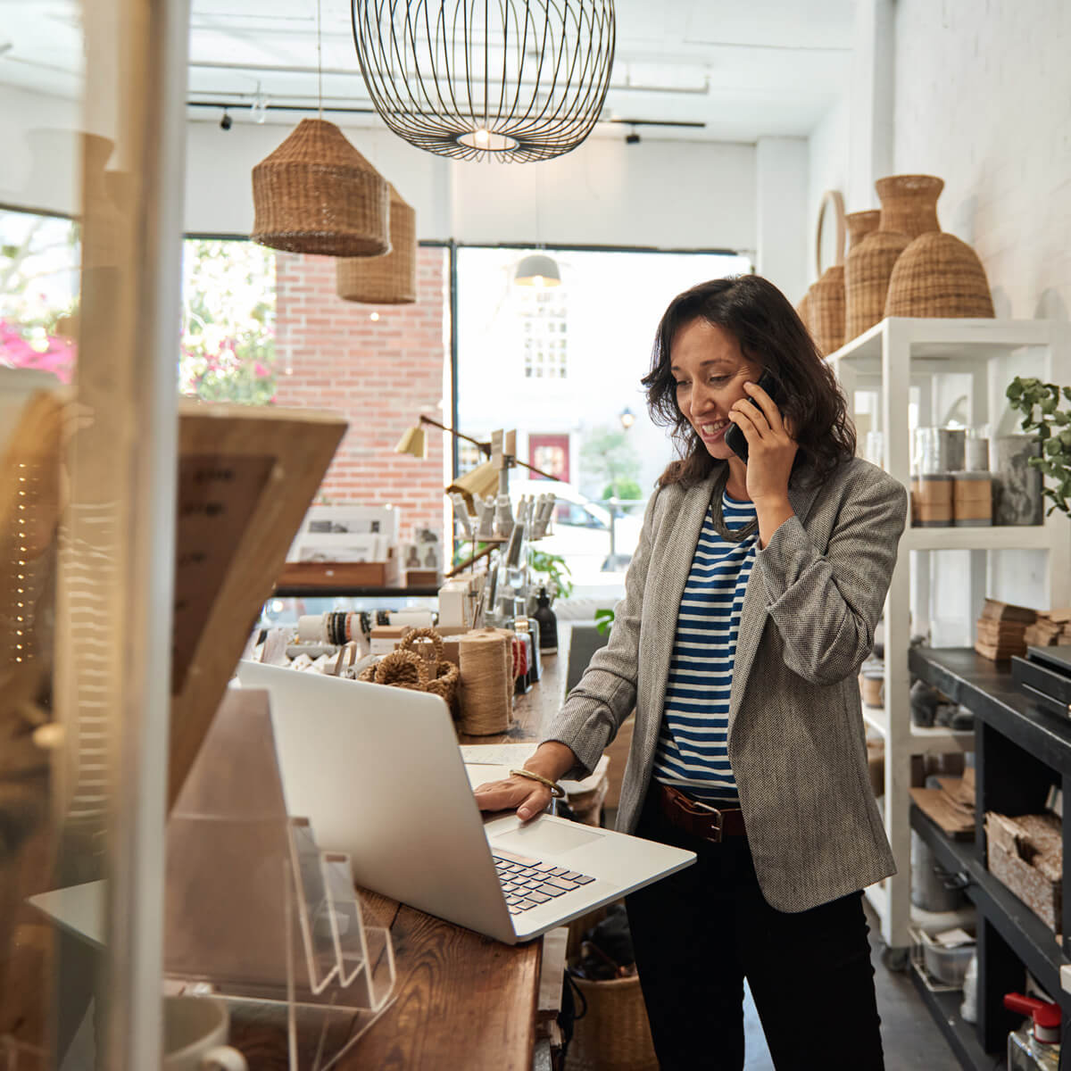 Woman on the phone being quoted her actual gross pay rate.